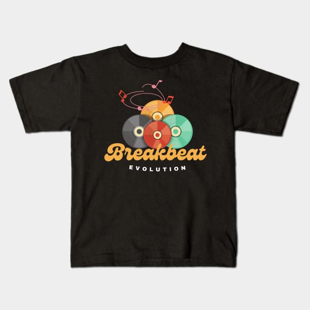 BREAKBEAT - Evolution (gold) Kids T-Shirt by DISCOTHREADZ 